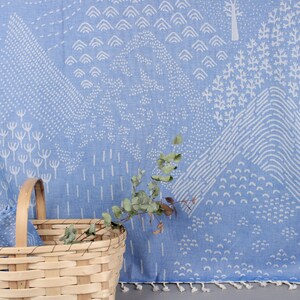 Organic Beach Towel, Wholesale Towels, Blue Towel, Mountain Peshtemal, Patterned Peshtemal, Plants Towel, and Towel, 40x71 Inches Towel,