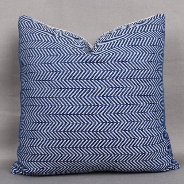 Turkish Towel Pillow, Personalized Pillow, Sofa Decor Cushion, Gift Cotton Pillow, Organic Pillow Cover, Blue Pillow, Chevron Cushion