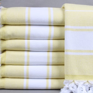 Beach Towel, Organic Beach Towel, Yellow Peshtemal, Striped Towel, Terry Towel, 36x63 Inches Wedding Gift Ideas, Gym Towel, Gift Peshtemal,