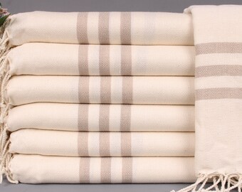 Monogrammed Beach Towel, Custom Turkish Towel, Brown Towel, Striped Towel, 40x71 Inches Turkish Beach Towel Bulk, Scarf Towel,