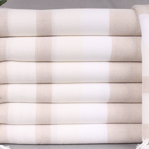 Turkish Towel, Turkish Beach Towel, Beige-Cream Towel, Striped Towel, 40x71 Inches Custom Beach Towels, Scarf Towel, Hotel Towel,