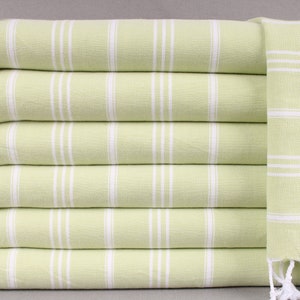 Monogram Hand Towel Bathroom, Cotton Woven Tea Towel, Pistachio Green Towel, Striped Towel, 24x40 Inches Bridesmaid Gift, Dish Towel,