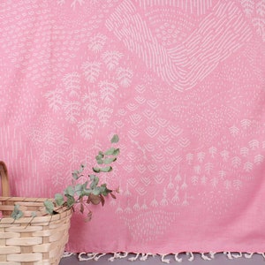 Toallas de regalo de boda, toalla de baño, toalla rosa, peshtemal de montaña, peshtemal estampado, toalla de plantas y peshtemal de 40 x 71 pulgadas.