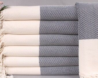 Monogrammed Beach Towel, Custom Turkish Towel, Navy Towel, Striped Towel, 40x71 Inches Bachelor Party Favor, Hammam Towel,