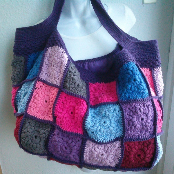 gr. Granny Square Häkeltasche - Vintage Tasche