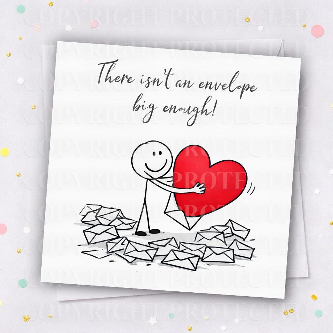 BIG HEART Cute Valentines Day Card Husband Wife Girlfriend Boyfriend ...