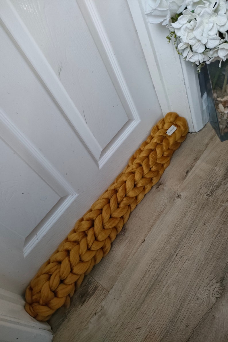 Chunky knit draught excluder Mustard acrylic