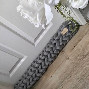 Chunky knit draught excluder Dove grey acrylic