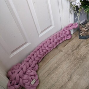 Chunky knit draught excluder Pink acrylic