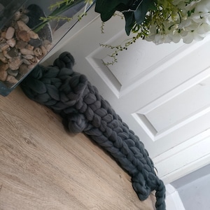 Chunky knit draught excluder Dark grey acrylic