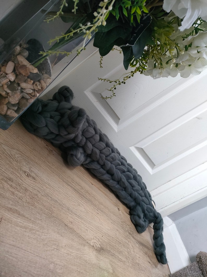 Chunky knit draught excluder Dark grey acrylic