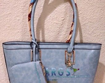 Margarita Handtasche, Margarita, große blaue und grüne Margarita Handtasche, Crossbody Bag mit kleinem Beutel