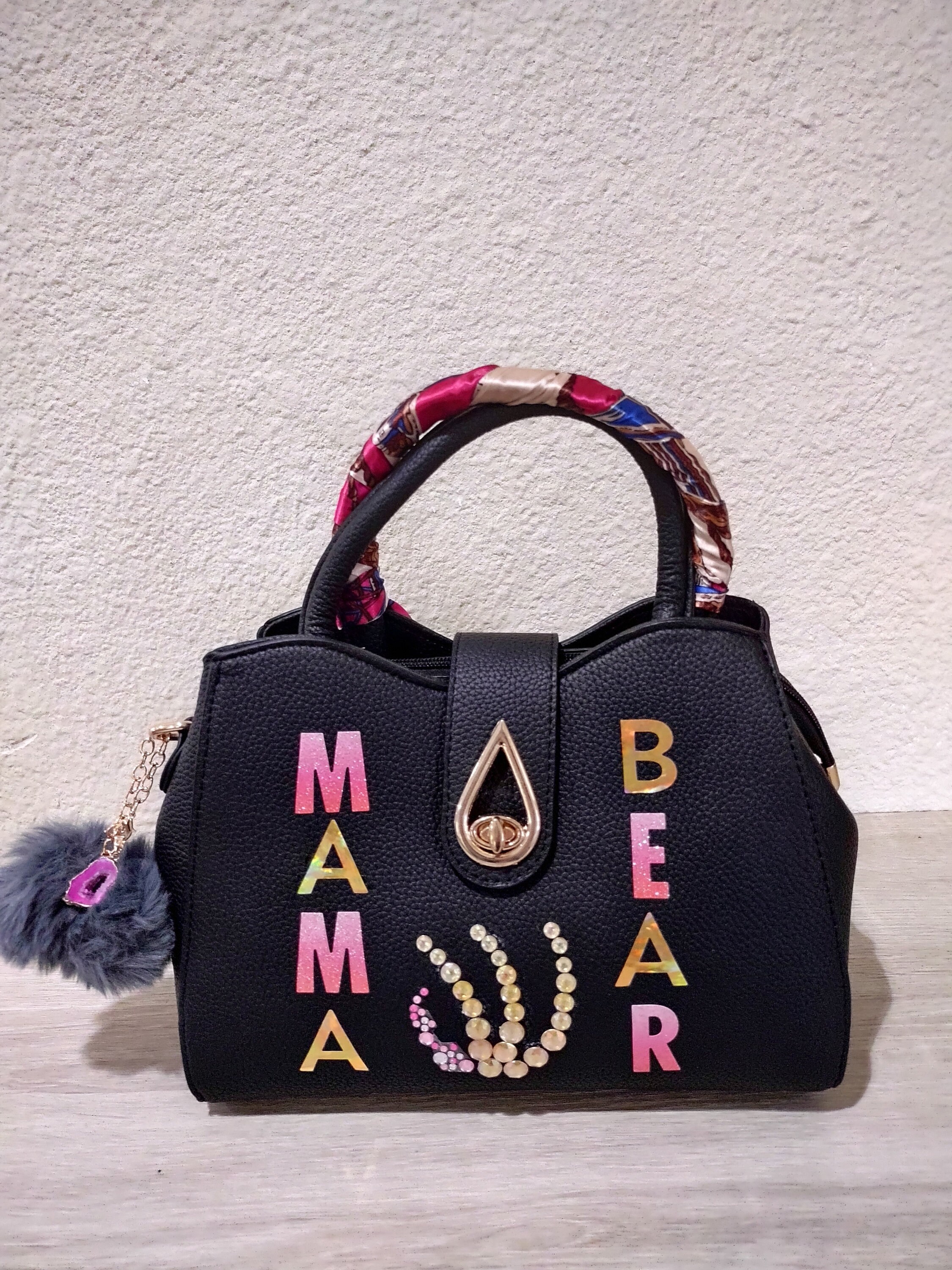 Mama Bear top handle handbag black