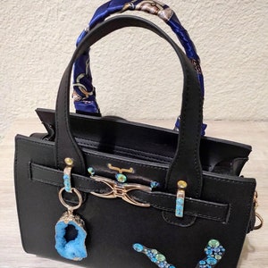 Little black handbag, mermaid handbag, black and blue handbag