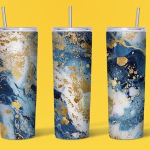 Blue Marble Glitter, 20 oz Skinny Tumbler Sublimation Designs Wrap Tumbler for Straight Tumbler PNG File Digital