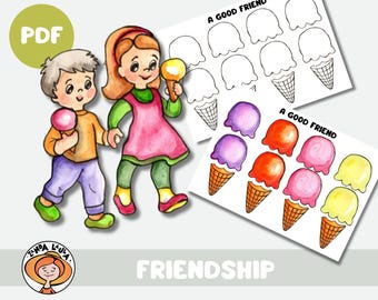 Friendship Activities for Kids, Social Emotional Learning Worksheet, Classroom Decor, Kindness Lesson, Preschool Social Skills Craft, PDF