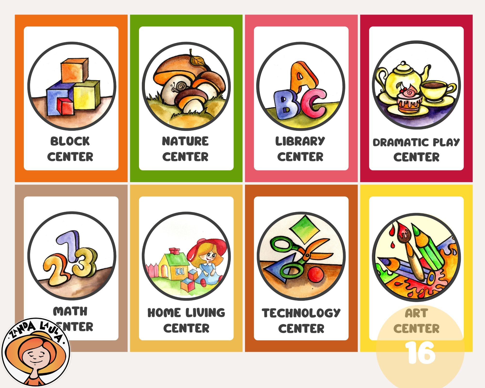 CENTER SIGNS for Preschool and Toddler Classrooms, Daycare Center signs, Learning Center Signs, Play Center, 16 Printable Classroom Labels