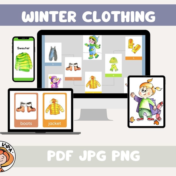 Winter clothing, Educational Weather What to Wear for Toddler and Visual Chart for Children, Digital poster, Dressing Chart Guide For Kids