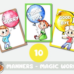 Manières - Mots magiques pour les enfants. Activités pour les bonnes manières. Mots positifs. Idées amusantes pour les enfants. Tout-petits, enfants d'âge préscolaire et enfants de la maternelle. PDF
