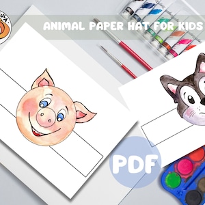 Animal Paper Hat Masks for Kids: Printable Party Craft (PDF)
