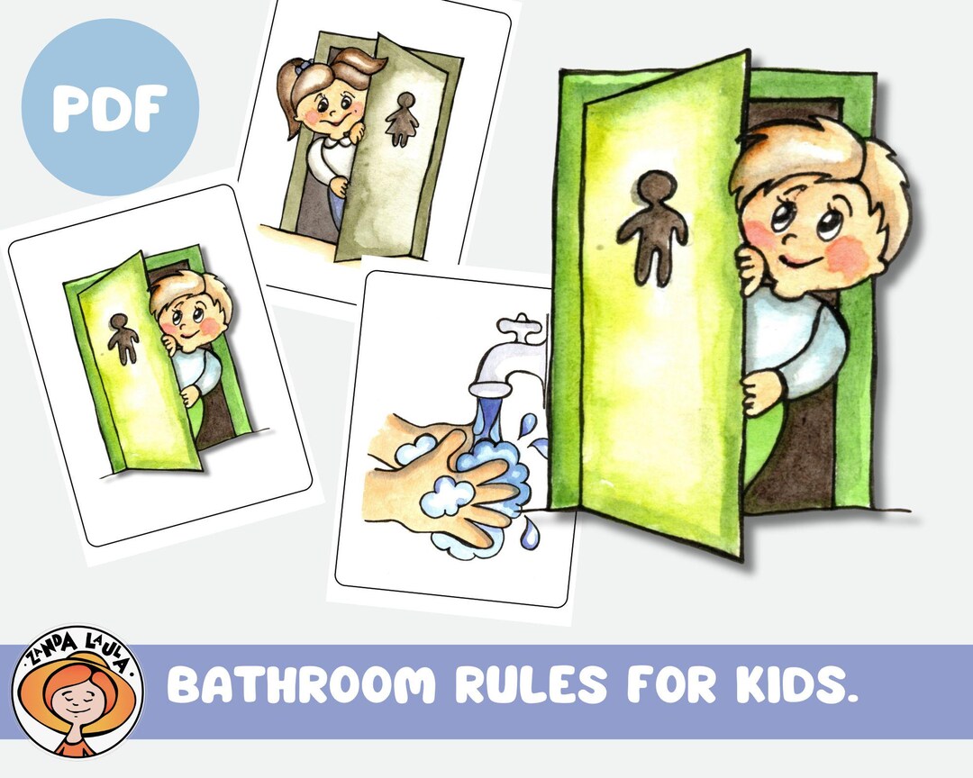 Bathroom Rules Printable: Kids Restroom Routine Poster (digital ...