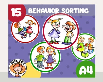 Behavior Sorting. Good and Bad Choices, Positive and Negative Behavior, Preschool, PreK, Kindergarten, Printables, Classroom Rules. Handmade