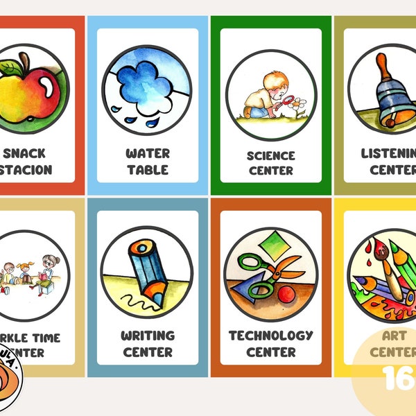 DAYCARE CENTER SIGNS, Set of 16 Printable Classroom Labels, Learning Center Signs, Play Center Signs, for preschool, Instant Download