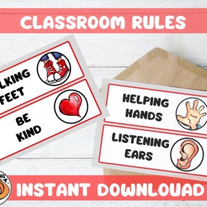 Classroom rules for Pre-K, Preschool, and Kindergarten. Class Expectations. Classroom Decor. Educational Learning Poster. PDF, PNG, JPG