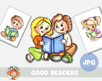 Preschool Beginning Readers. Kindergarten Good Reading Classroom Poster, Colorful Instruction Resource Reading Corner Ideas Wall Art JPG PDF