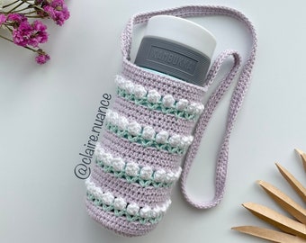 Tutoriel porte gourde ou bouteille au crochet Tulipe patron téléchargeable en français  par Claire Nuance