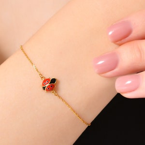 Ladybug Bracelet, Ladybug Bracelet, Silver Ladybug Bracelet, Rose Gold Bracelet, Silver Charm Ladybug Bracelet, Lucky Animal Bracelet