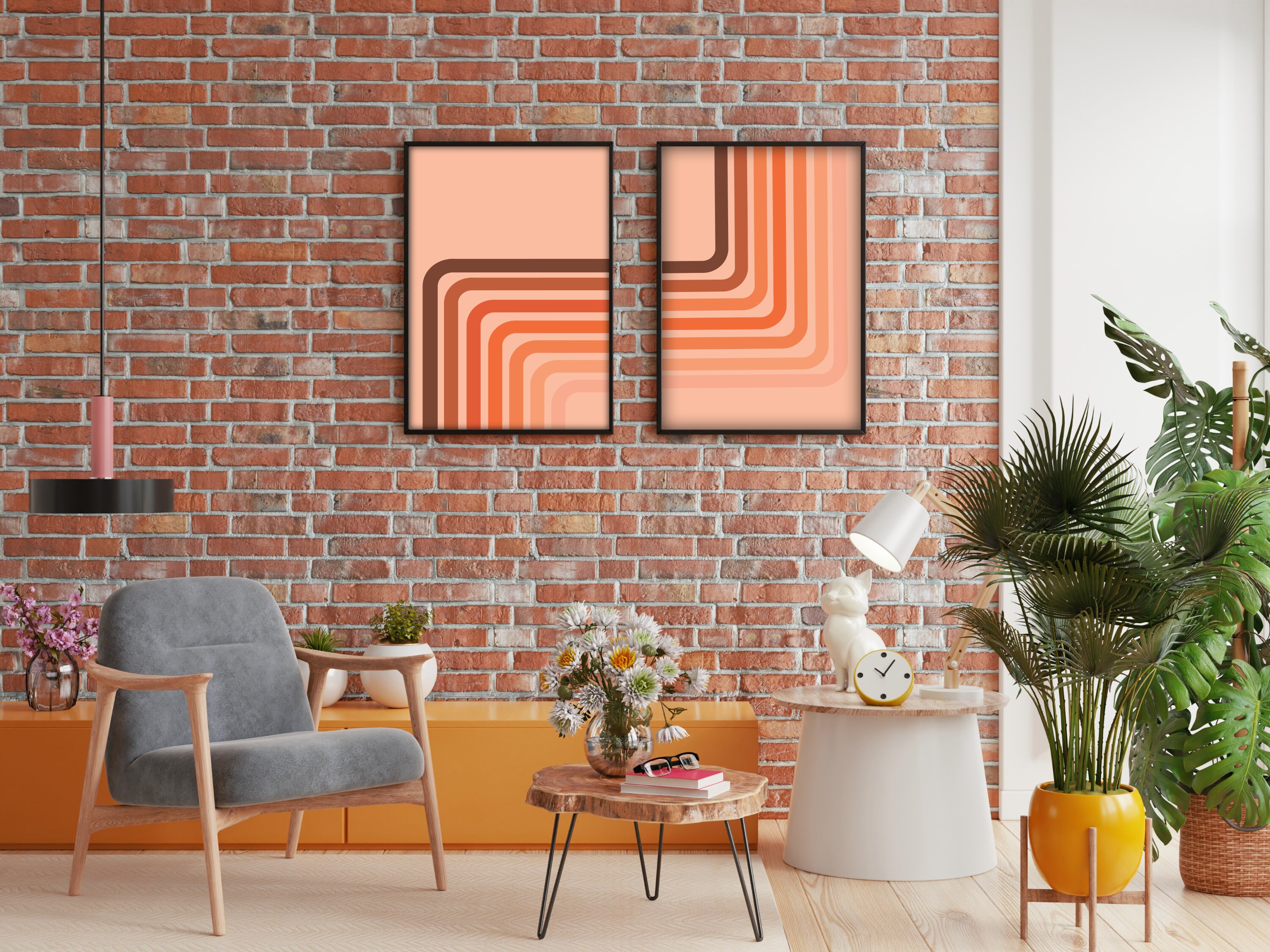 70s Two Piece Wall Decor, 70s Wall Decor, 70s Retro Home Decor, MCM ...