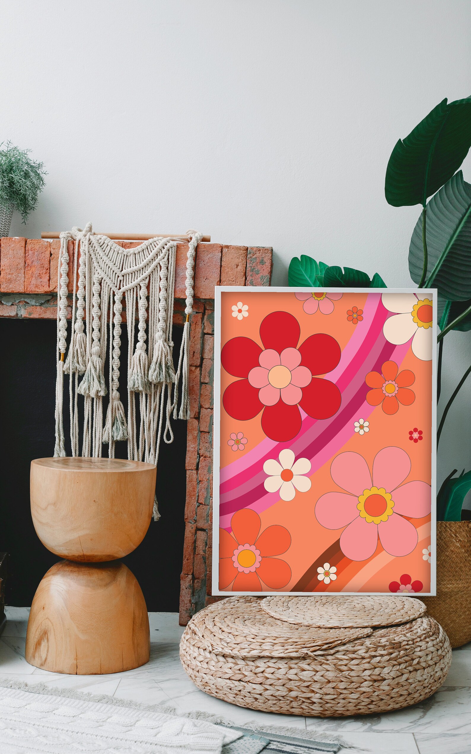 70s Flower Power Wall Art, 70s Wall Decor, 70s Art, 70s Retro Poster ...