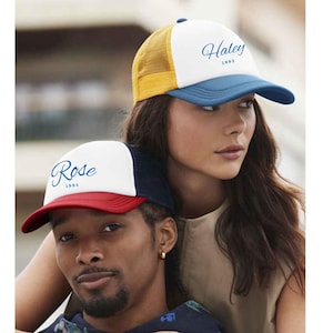 Vintage Style Custom Embroidered Trucker Hat, Custom Trucker Caps, Personalized Cap, Bachelorette Hats, Gift for Him/Her
