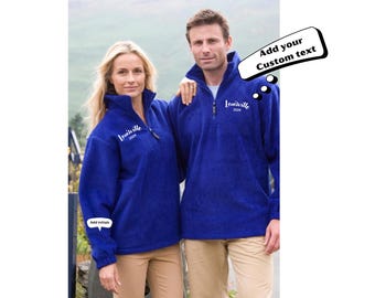 Personlised Unisex ZipUp Fleece jacket with Text/Name/Logo Embroidered,Custom Fleece Jacket, Workwear Uniforms with Logo/Text Embroidery