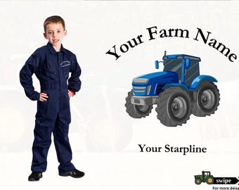 Combinaison bleu marine personnalisée pour enfants, salopette brodée pour  tracteur