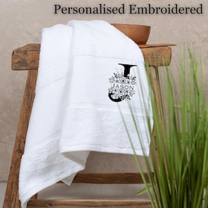 Personalised Embroidered Monogram Luxury Soft Touch Egyptian Cotton Towels, Home gift, Bath Towel, Hand Towel, Christmas Gift, Housewarming