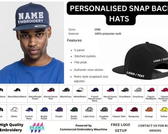 Custom Caps & Hats | Custom Embroidered snapback Hat | Custom Flat Peak Logo Hats | Custom Snapbacks Embroidered | Custom Company Logo Hats