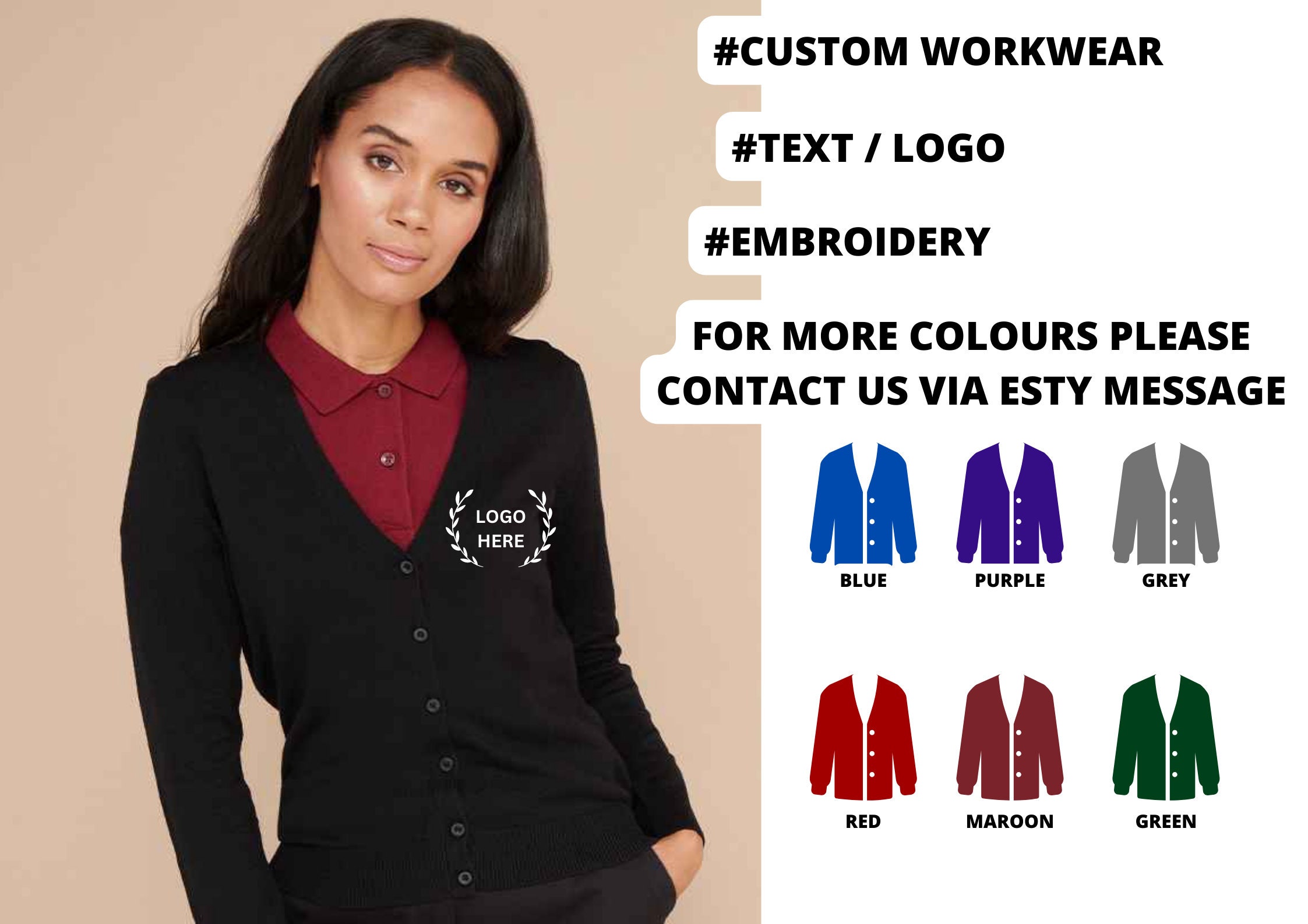 Customize Cardigans Womens Custom Embroidered Cardigan, Personalized Text or Logo - Etsy
