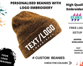 Your TEXT or LOGO Embroidered on Beanie /Personalised beanie /Thick Beanies/ Beanie /Workwear beanie/Custom Beanie/Beanies Gift /Hen party