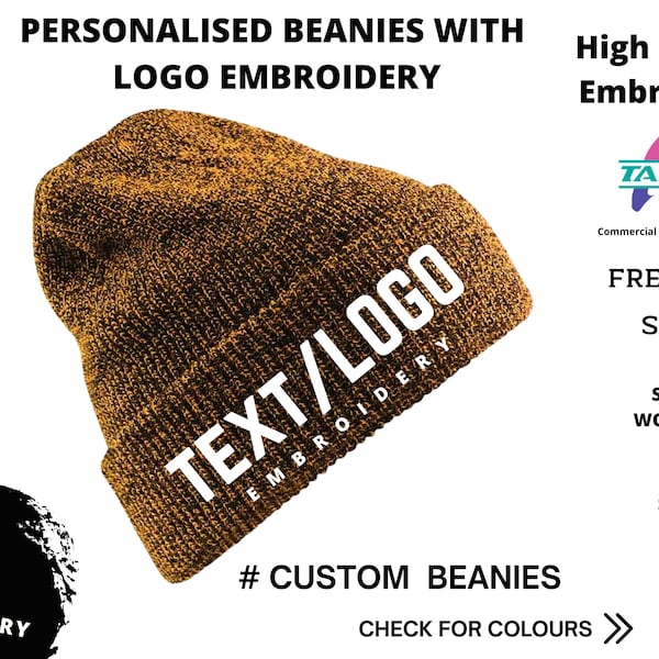 Your TEXT or LOGO Embroidered on Beanie /Personalised beanie /Thick Beanies/ Beanie /Workwear beanie/Custom Beanie/Beanies Gift /Hen party