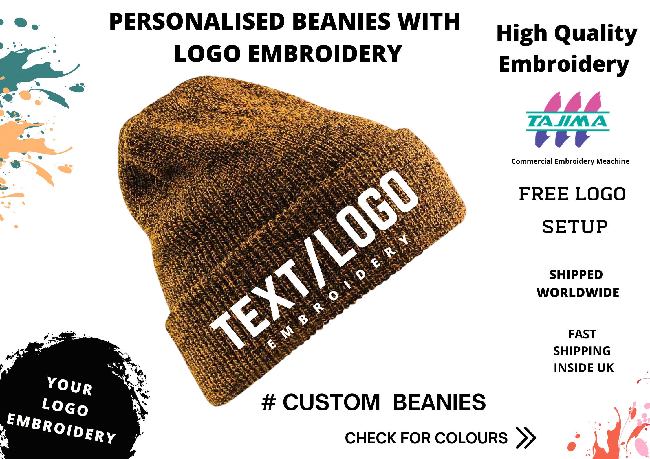 Bonnet brodé personnalisé : créez votre propre texte/logo - France
