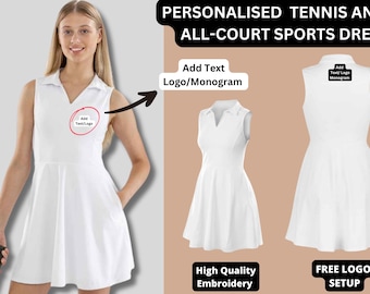 PERSONALISED Women's Tennis and all-court sports dress, With logo/Text/Monogram Embroidery
