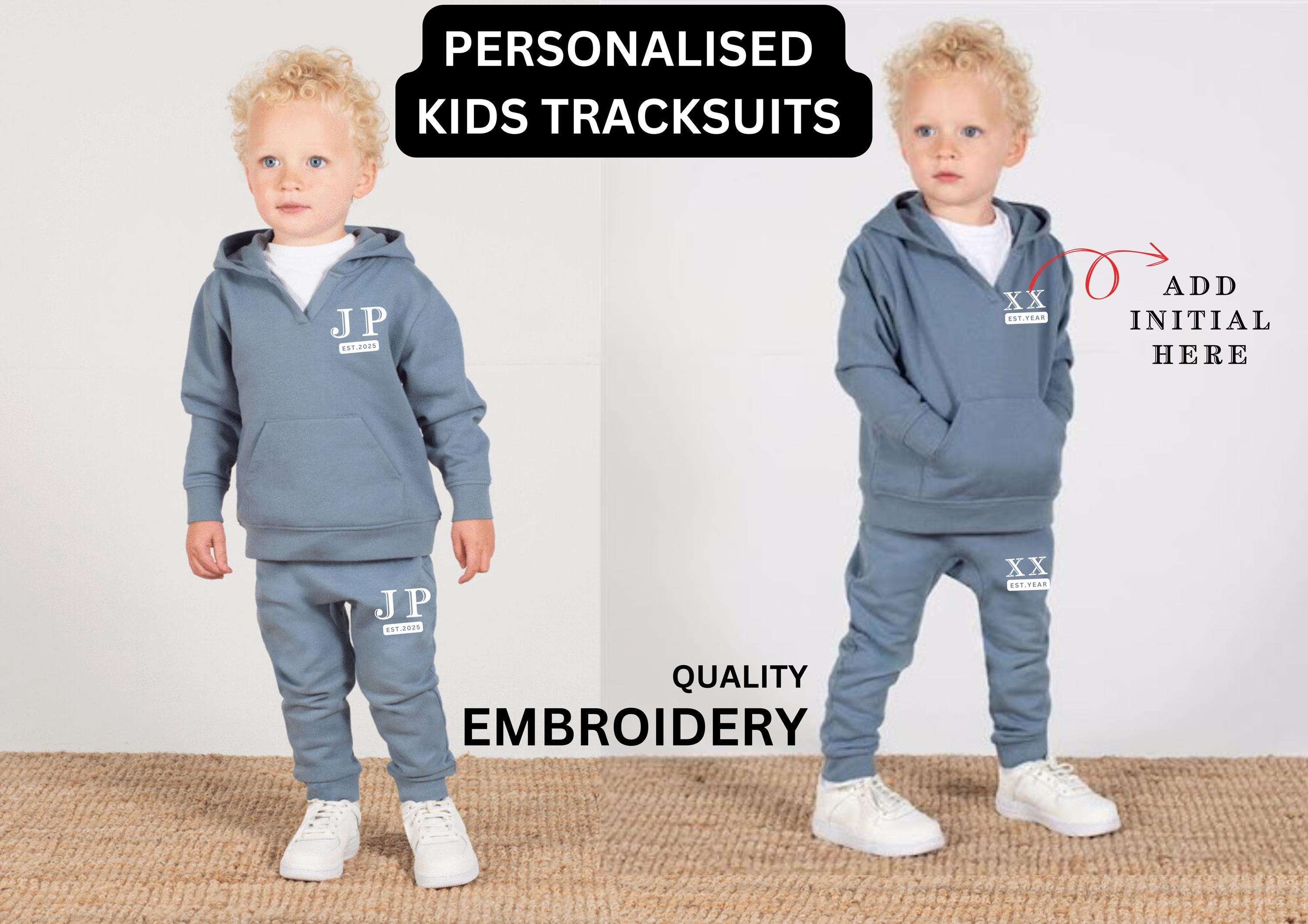 Personalised Embroidered Toddler Tracksuit Kids Jogger Hoodie Set