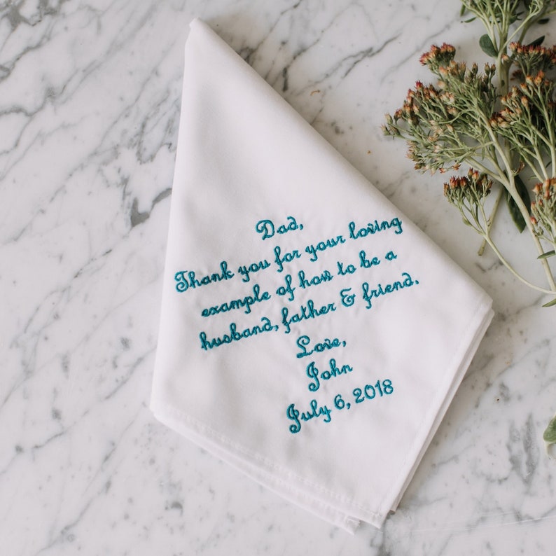 Personalised Embroidered Hankie Handkerchief /Hankies for Groom to be from his future Wife/Beautiful keepsake gift or present/Handkerchief image 5
