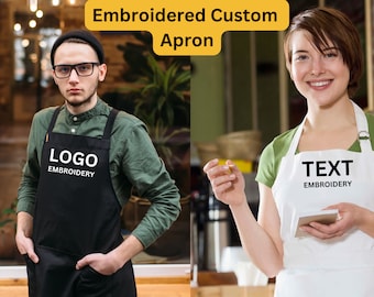 Custom Embroidered Apron, Personalized Logo or Text