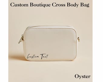 Personalized Vegan Leather Crossbody Bag, Detachable Strap, Monogram Gift