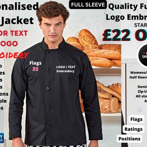 Personalised Chef Jacket, Custom Chef Embroidery, Name, Text, Logo, Chef Jacket, Women&#39;s and Men&#39;s Chef Jacket, Embroidery Chef Jacket .