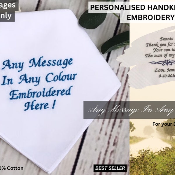 Personalisiertes besticktes Hankie Taschentuch / Taschentuch für Bräutigam von seiner zukünftigen Frau / Schönes Andenken oder Geschenk / Taschentuch