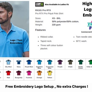 Personalised Polo T-Shirt Embroidered Unisex, Customised Polo Shirt With Embroidery, Embroidered Polo Shirt with logo, Embroidered Polo Name
